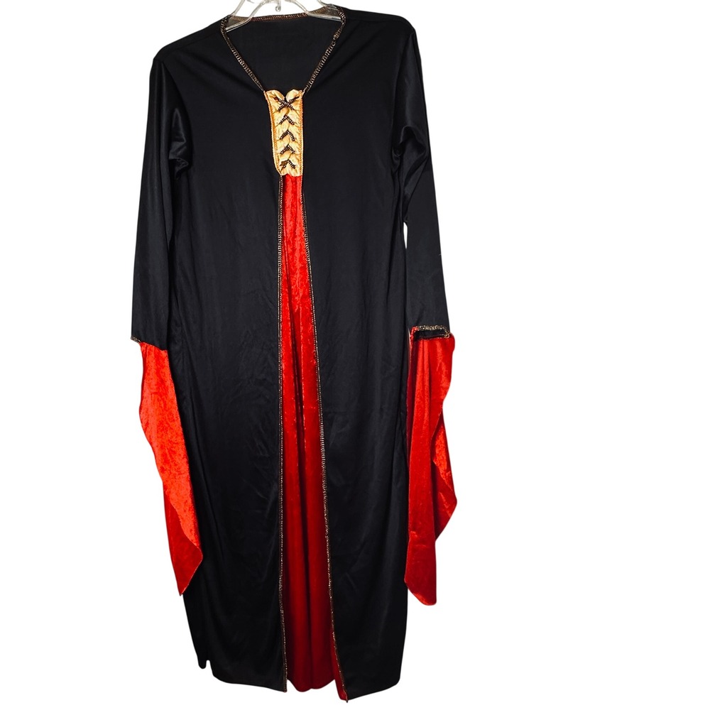 Halloween Renaissance Costume Womens S/M Black & Red Velvet Witchy Goth Dress